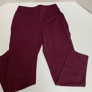 NWOT Chico's Womens Med Soft Poly Spandex Knit Burgandy Pants (see measurements)